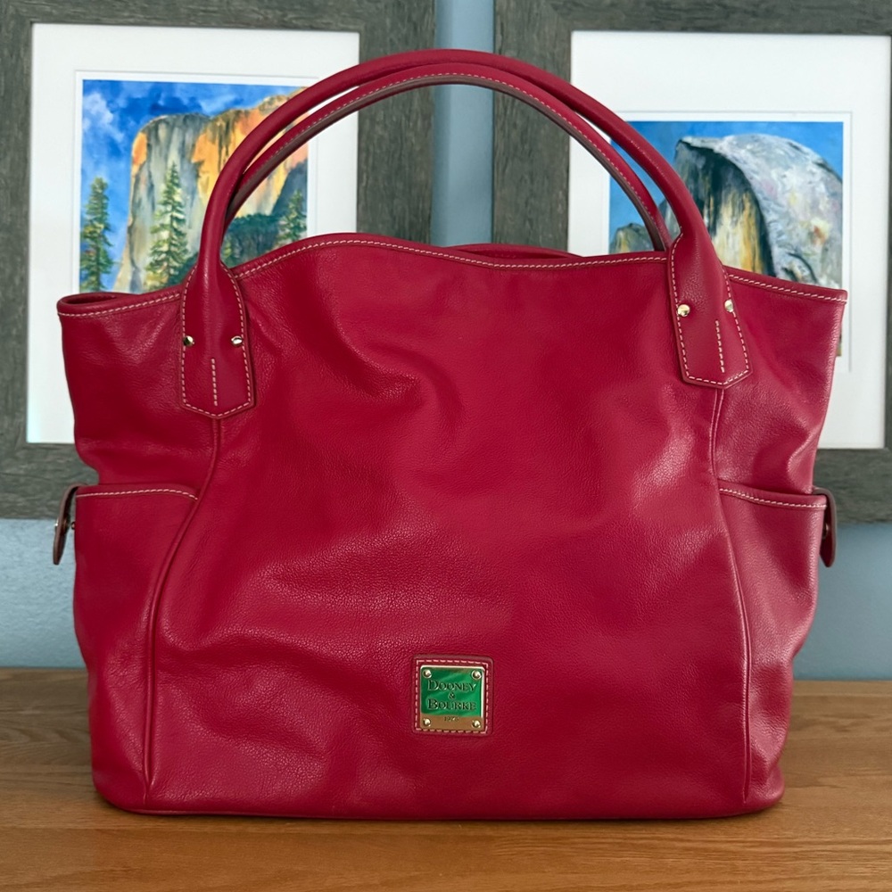 EUC Dooney & Bourke Kristen Leather Large Tote, Red
